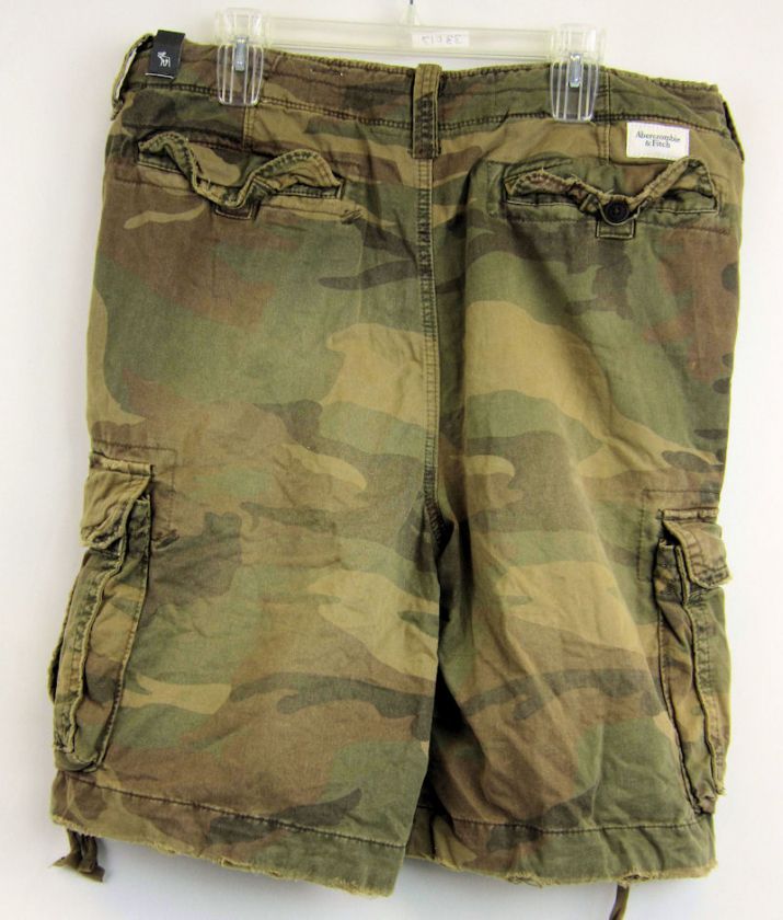 ABERCROMBIE & FITCH SEWARD RANGE CAMO CARGO SHORTS 28  