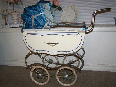 Vtg Playtime Chrome Retro Baby Doll Stroller Buggy Carriage  