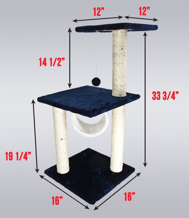 New Cat Tree 3 Level Condo Furniture Scratching Post Pet House w/ Toy 