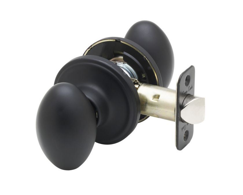 Egg Knob Passage Hall & Closet Door Lock Black Finish  