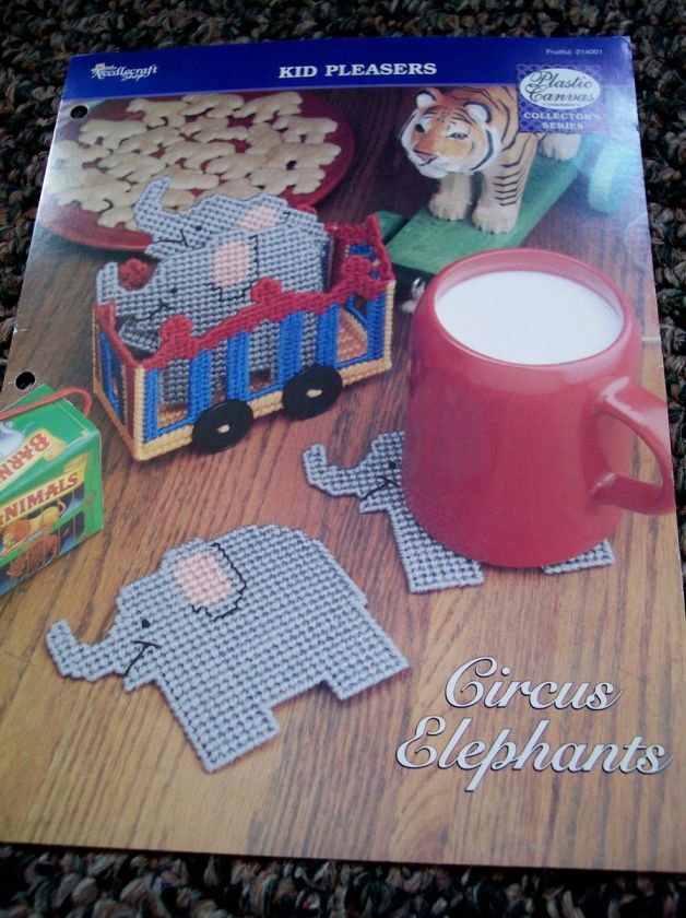   Canvas Pattern  Circus Elephant Coasters & Cage Holder on Wheels