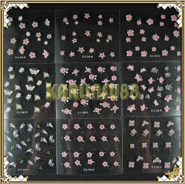 30 pcs 3d Nail Art Design Stickers Sheets CJ#121 LOT  