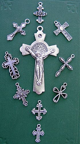 10 LOT Cross Crucifix Catholic Celtic Pendant Silver Charm Rosary 