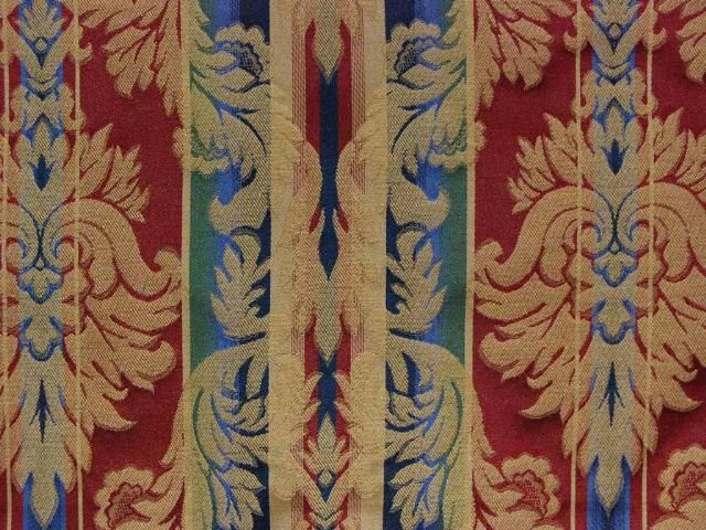 Red Jewel Tone Damask Stripe Drapery Upholstery Fabric  