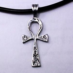 ANKH CROSS OF LIFE EGYPTIAN Pewter Pendant w Choker  