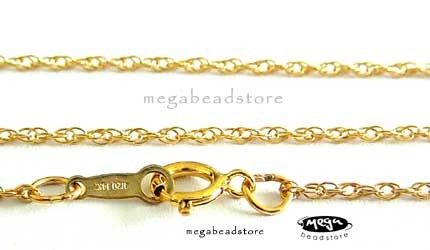 16 inches 14K Gold Filled Rope Chain Marked 1/20 14K Finished Chain 