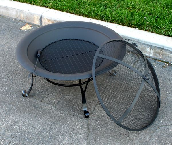   Patio Backyard Portable Round Steel Fire Pit Free Lift Tool Log  