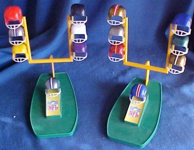   26 NFL TEAM MINI FOOTBALL HELMET & GOAL POSTS DISPLAY AFC/NFC  