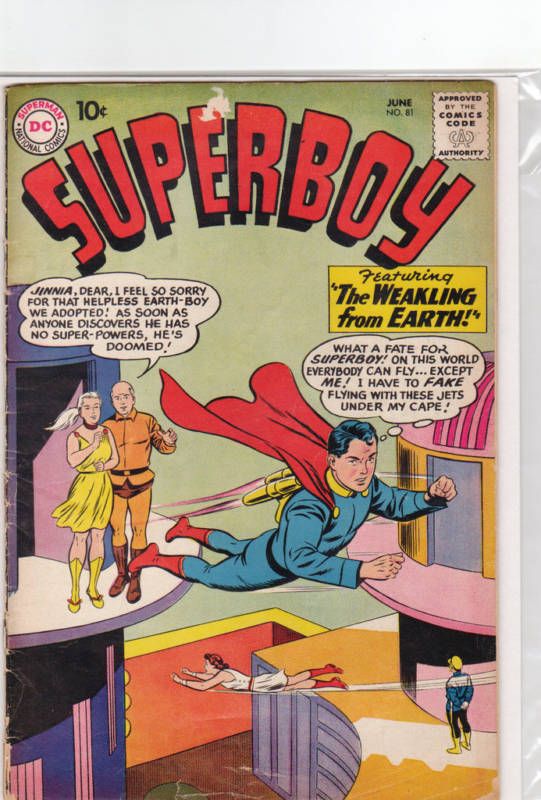 Superboy #81 G+ 1960 DC Comic Superman Weakling Earth  