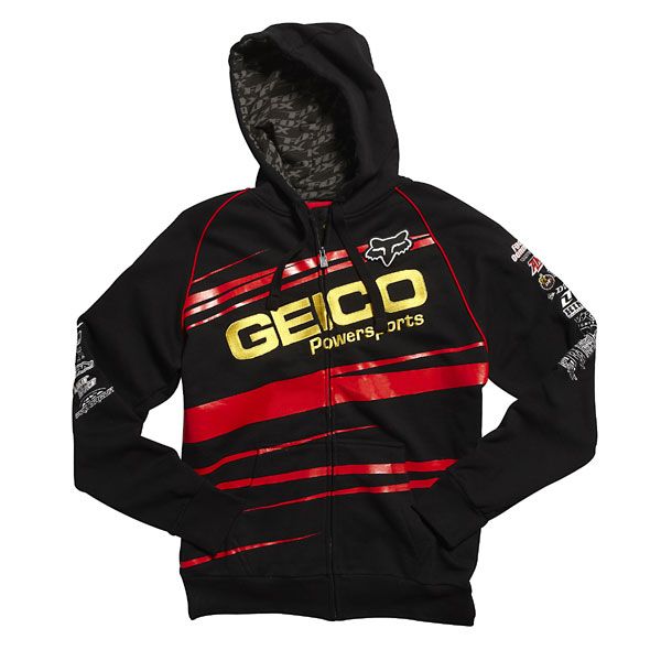 Fox Racing Geico Factory Honda Team Zip Hoody Black Yellow Size Medium 