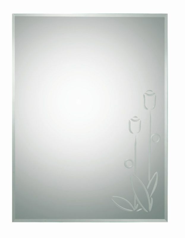 Tulip Flower Inlay Frameless Wall Mirror Contemporary  