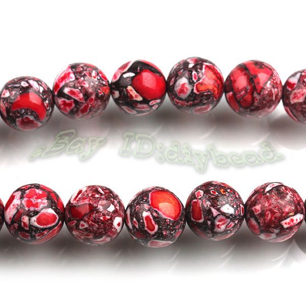 Strings Red Round Gemstone Turquoise Jewelry Making Loose Beads 10mm 