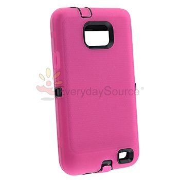 Black Hard Pink Soft Case+Privacy Film+Charger+USB For Samsung Galaxy 