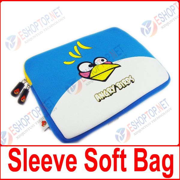 For iPAD 2 Angry Birds Soft Case Sleeve Bag cover Blue  