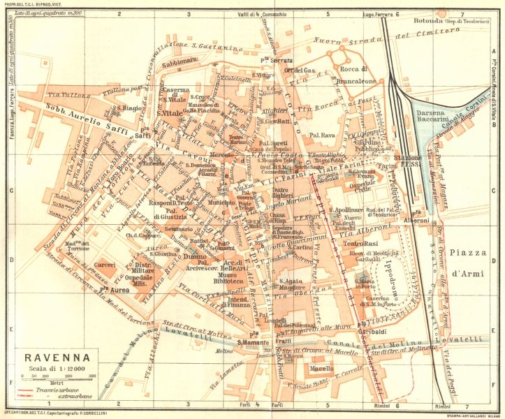 ITALY Ravenne Ravenna, 1926 map  