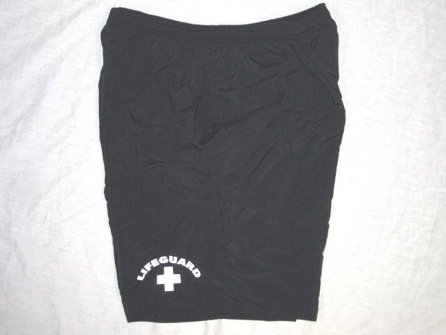 Lifeguard Long Nylon Black Swim 3 Pocket Trunk Mens XL  