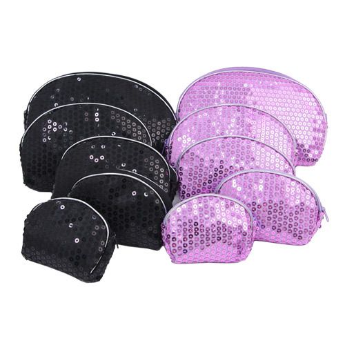 Sequin Makeup Cosmetic Bag Pouch 5 Piece Set  