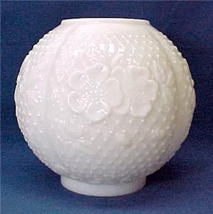 Gone with the Wind Milk Glass 8 in Ball Oil Lamp Shade Dogwood 