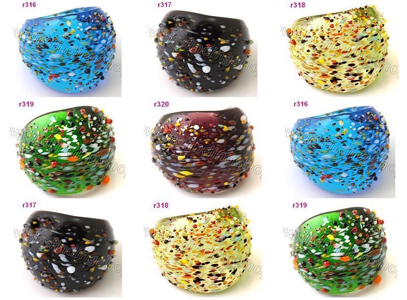 5pc nice handwork Murano Lampwork Glass ring size #8 r316  320  