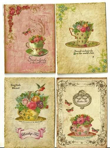   Tea Cup note cards set 8 Stationery & Office WorldofGood by 