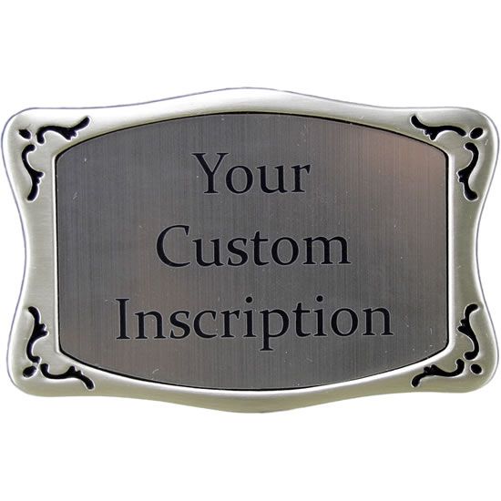 Silver Western Custom Inscription Belt Buckle  