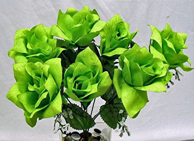 84 OPEN ROSES ~ LIGHT GREEN LIME ~ Soft Silk Wedding Flowers Bouquets 