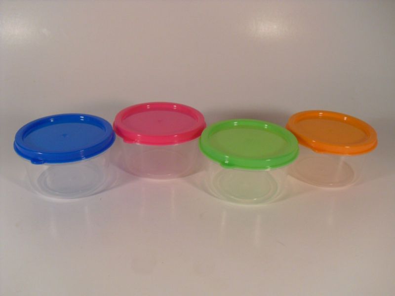 ROUND NEON Plastic Mini Storage Boxes Craft Food Baby  