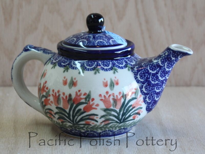 Polish Pottery CA TULIPS Individual 2 cup teapot Stoneware  