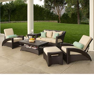 OUTDOOR WICKER PATIO FURNITURE 6 PCS DEEP SEATING SET SUNBRELLA FABRIC 