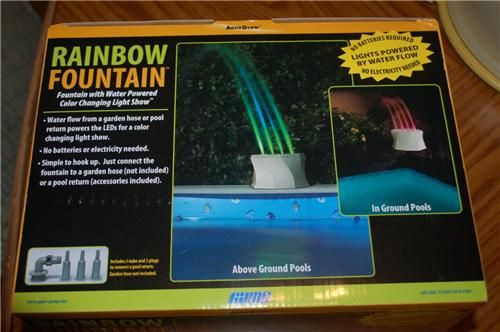 Water Powered Rainbow Fountain pool garden yard  