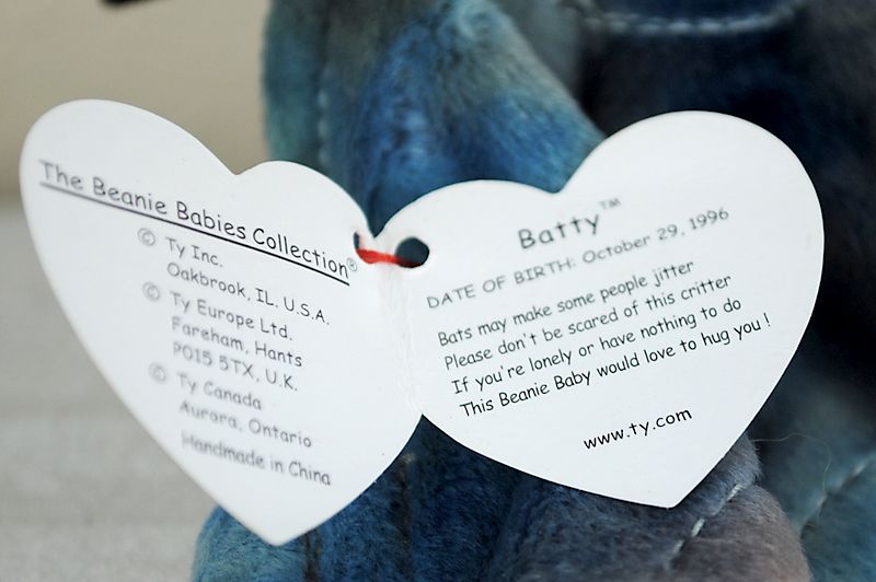 Rare Multi Colored TY Beanie Babies Batty Original Tags  