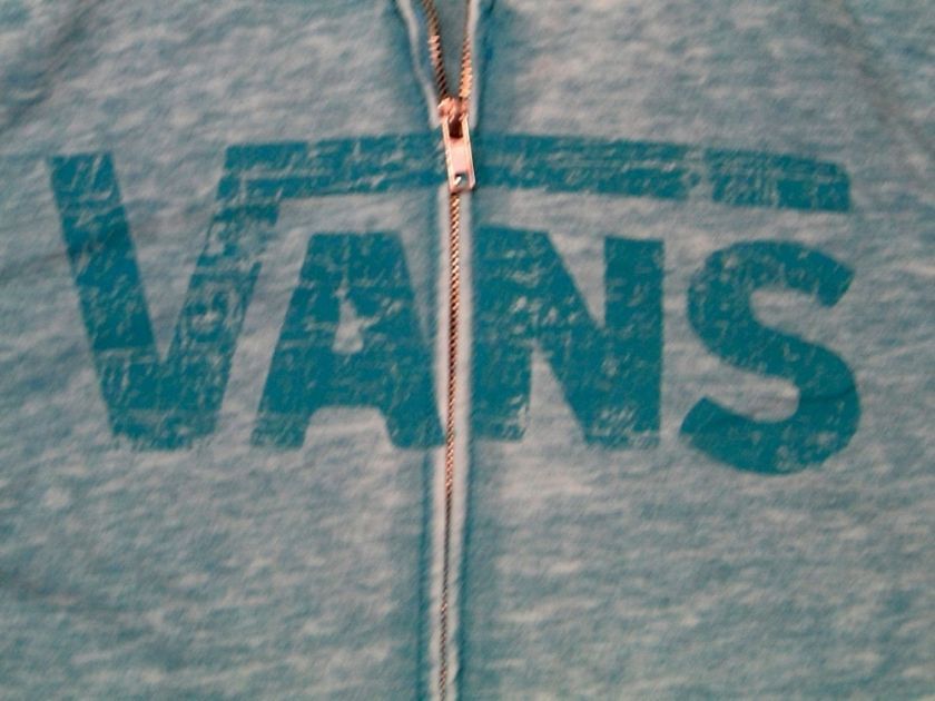 NEW VANS HOODIE ZIP UP GIRLS BLUE BIG LOGO XLARGE  