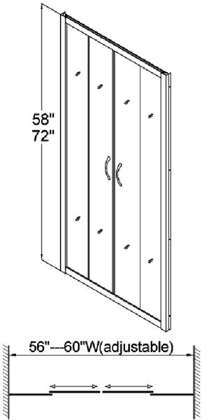   Visions 56 60 X 72 Clear Glass Shower Door SHDR 1160726 01  