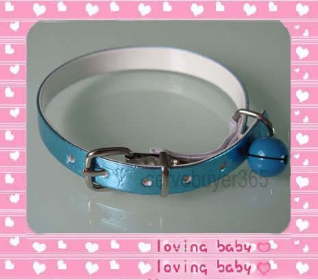 Leather Cat Pet Dog Collar With Bell X Small XS Blue  