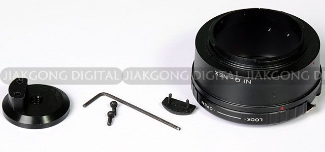 Nikon G AF S F Lens to SONY NEX E Mount Adapter with Tripod 1/4 Mount 