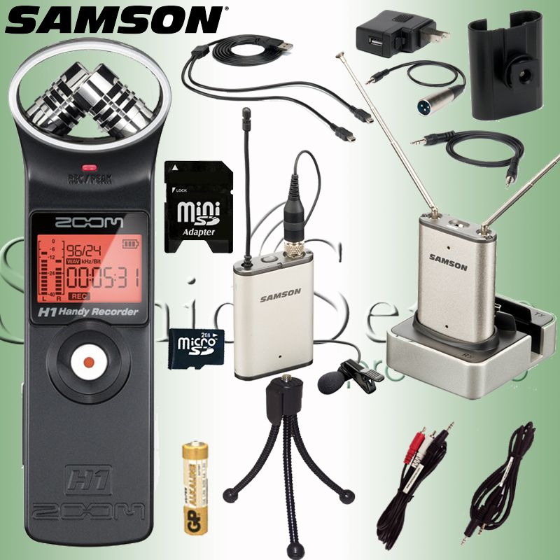 Samson Air Line Micro Camera Wireless Recording Zoom H1 Handy Recorder 