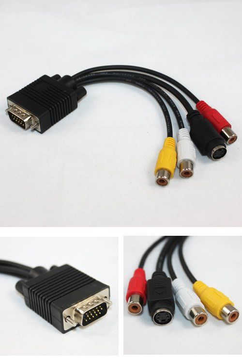 VGA SVGA to S VIDEO RCA TV AV CONVERTER ADAPTER CABLE  