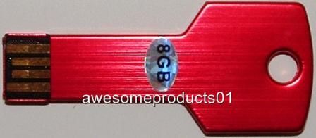 Brand New Red USB 2.0 Key Flash Drive 8GB In Retail Packaging  